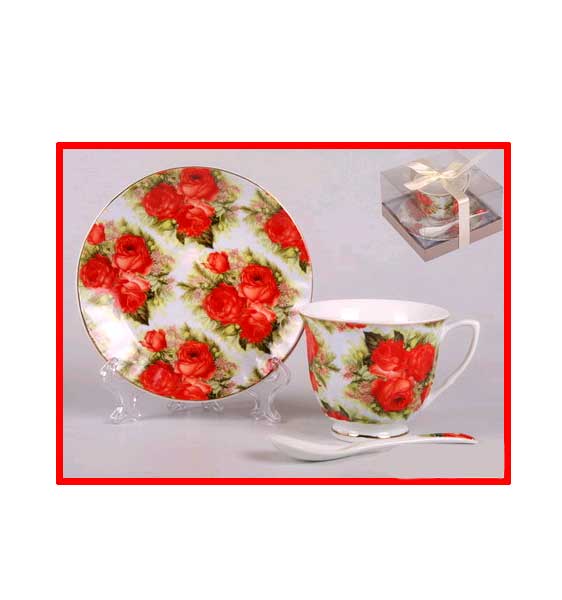 Чайный набор "Букет роз", 2 пр.,  с ложкой